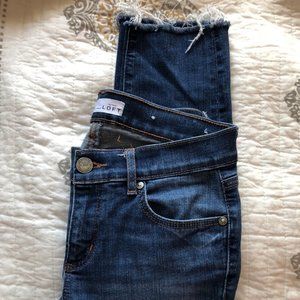 loft raw hem low rise jean